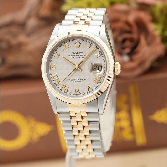 ROLEX ロレックス デイトジャスト 16233 アイボリーピラミッドローマ