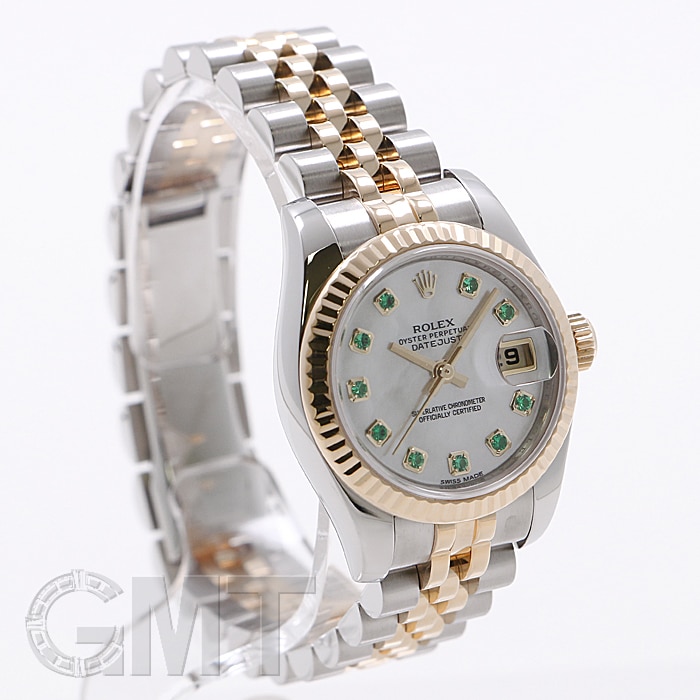 ROLEX デイトジャスト 179173NGE ホワイトシェル 10Pエメラルド